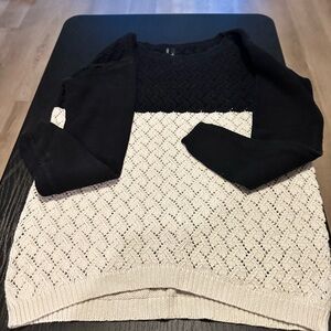 Maurices Black and Cream Crew Neck Sweater